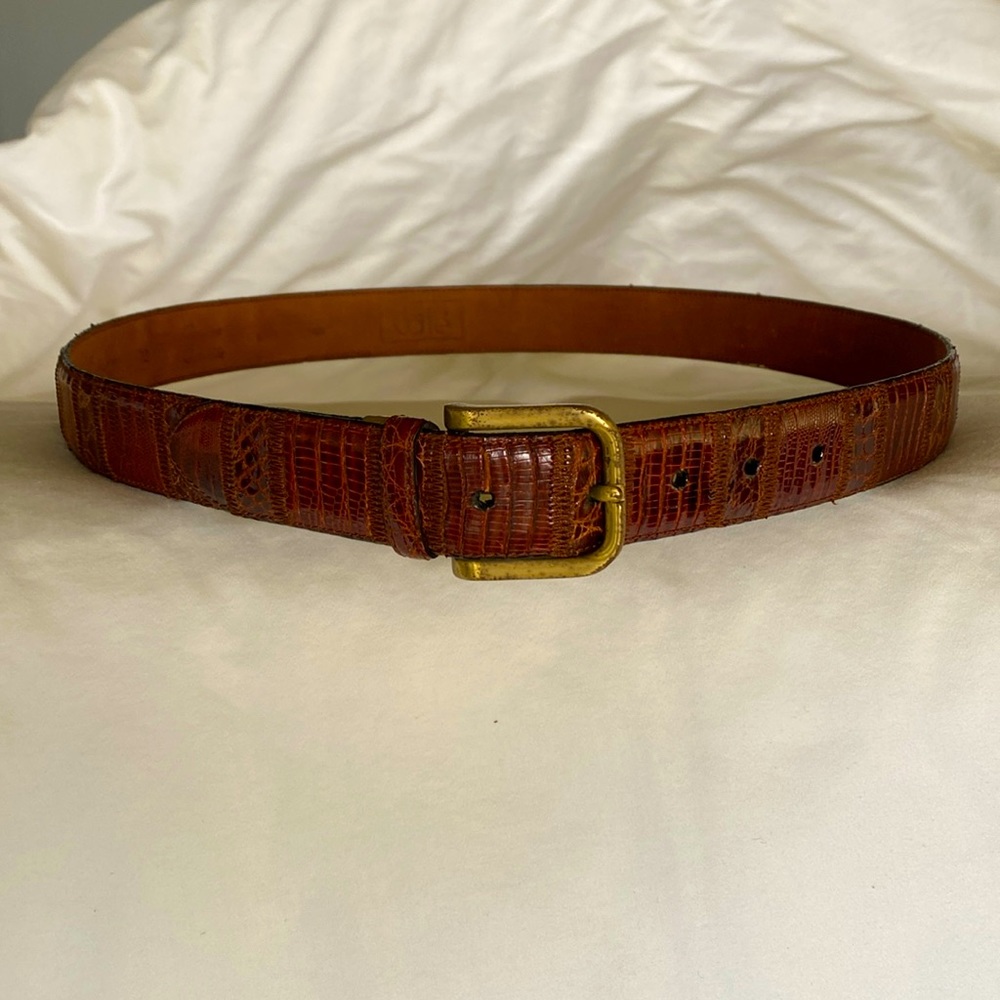 Crocodile Belt in almost perfect condition. Brass buckle.